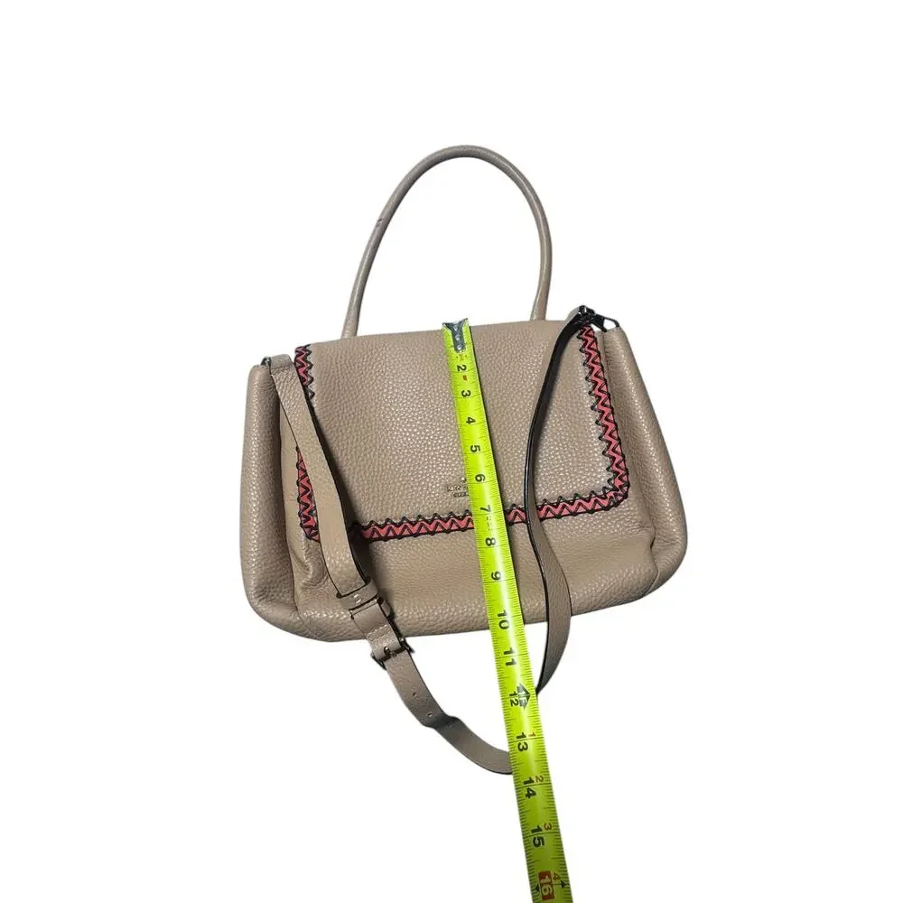 Kate Spade Shoulder Bag Womens Beige Leather Sheffield Street Coralie Woven Trim